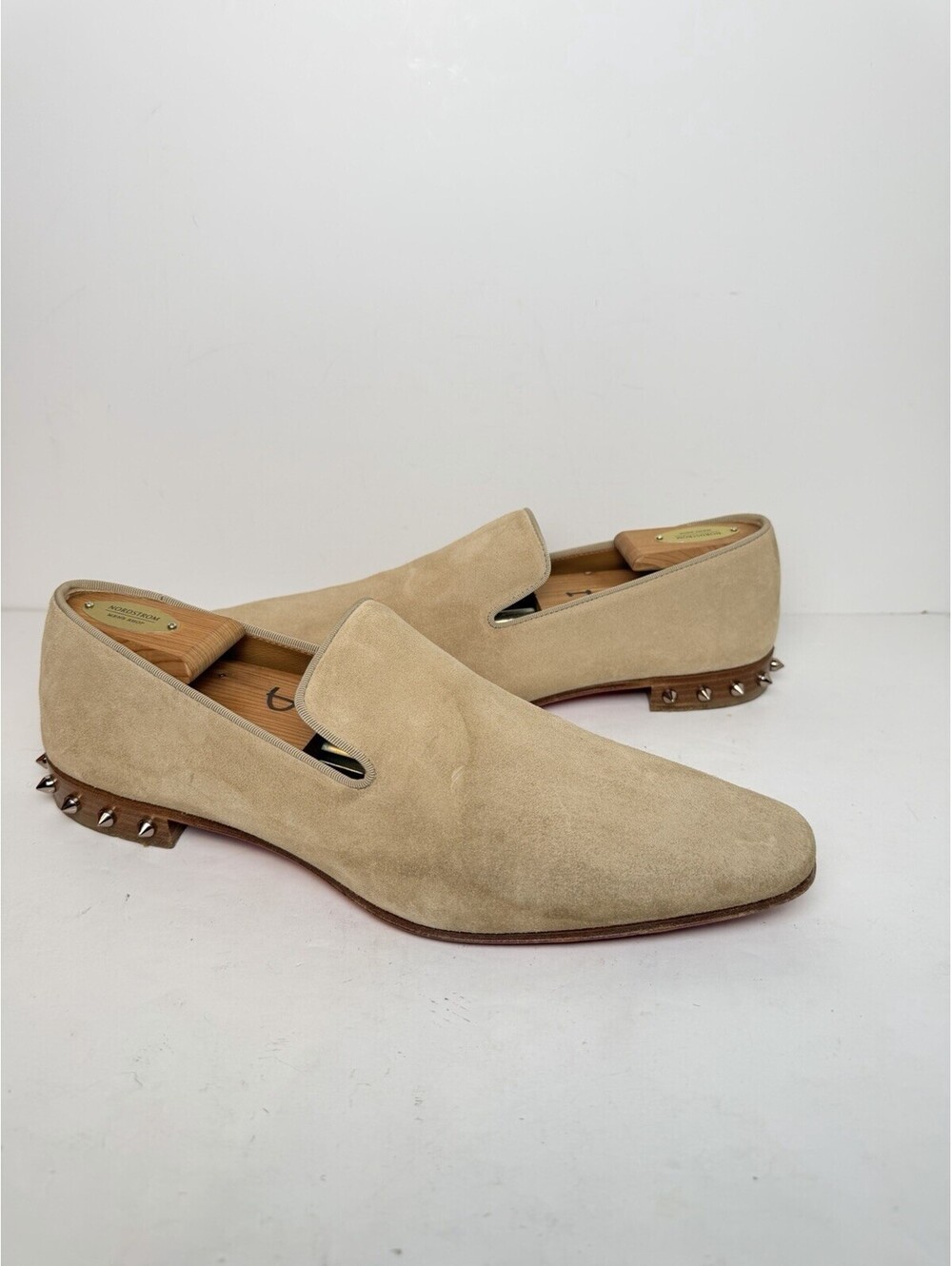 Christian Louboutin Marquees Spiked Suede Loafers US 10.5